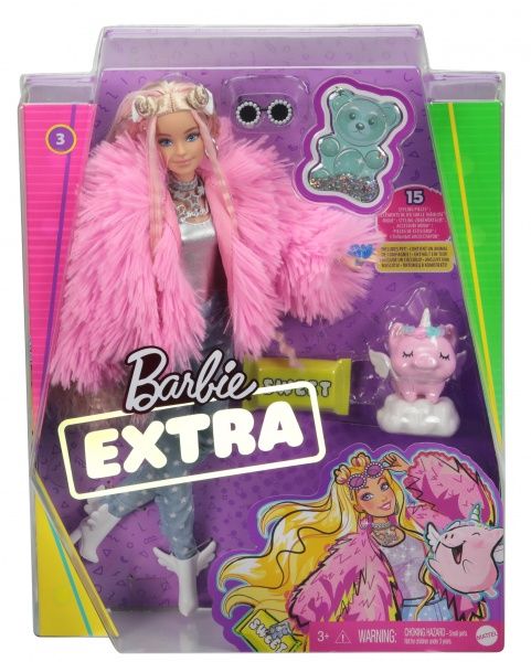 Лялька Barbie Екстра у рожевій пухнастій шубці