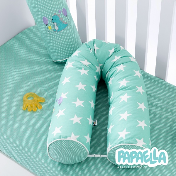Бортик захисний мультифункціональний Зірка/Горошок 2 шт. Papaella ментоловий 