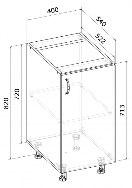 Тумба нижня МС Мері Н 40х82х54 см дуб платиновий/білий Грейд