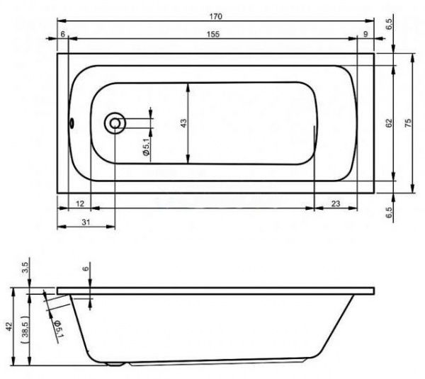 Ванна акрилова RIHO Rima 170x75