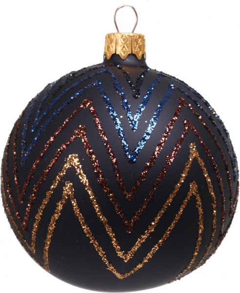Елочная игрушка в форме шара геометрическим рисунком 8 см в ассортименте 