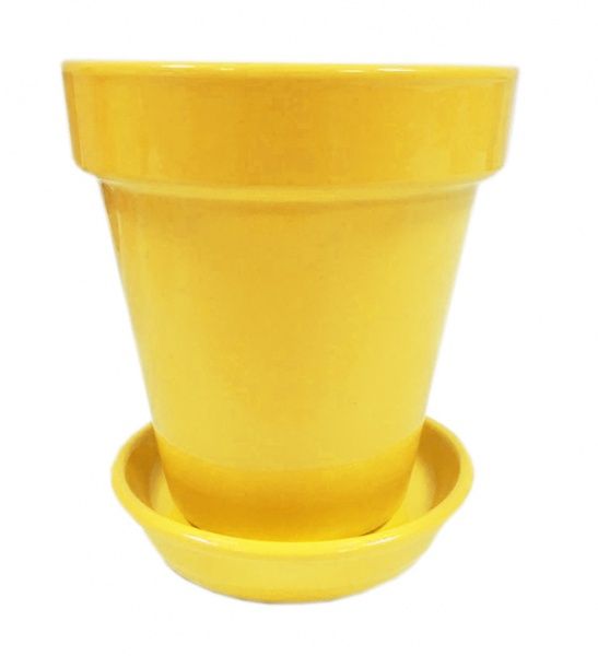 Горшок керамический Ориана-Запорожкерамика Наперсток №2 глянец круглый 1,6 л желтый (065-01-001) 
