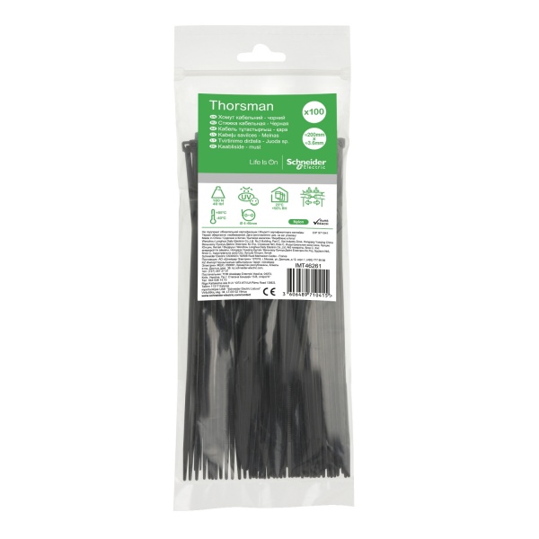 Стяжка для кабеля Schneider Electric Thorsman 200х3.6 мм 100 шт./уп. IMT46261 черный 