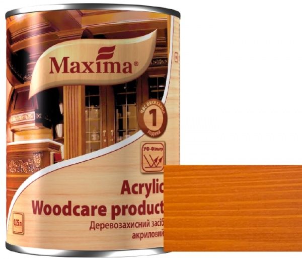 Декоративний та захисний засіб для деревини Maxima акриловий осінній клен глянець 0,75 л
