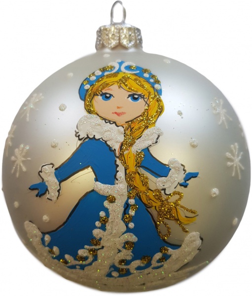 Куля новорічна Юріта Снігуронька d 110 мм білий 100487M