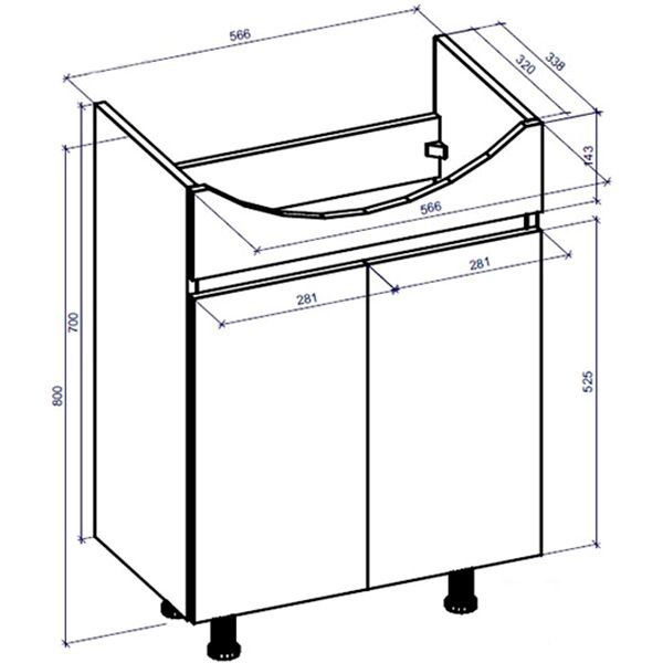 Тумба напольная Грейд Агата белая под умывальник Cersania 60