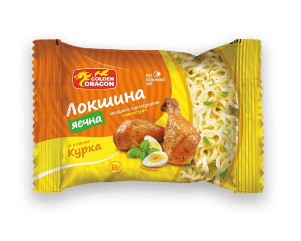 Локшина GOLDEN DRAGON яєчна зі смаком курки не гостра 65 г 