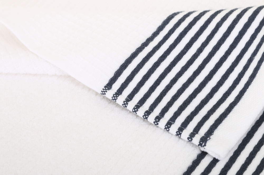 Рушник вафельний Sauna 100x150 см білий із синім ABC