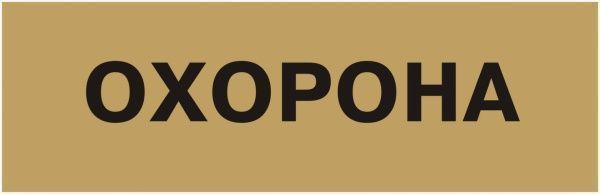 Табличка Охрана 250х80 мм латунь