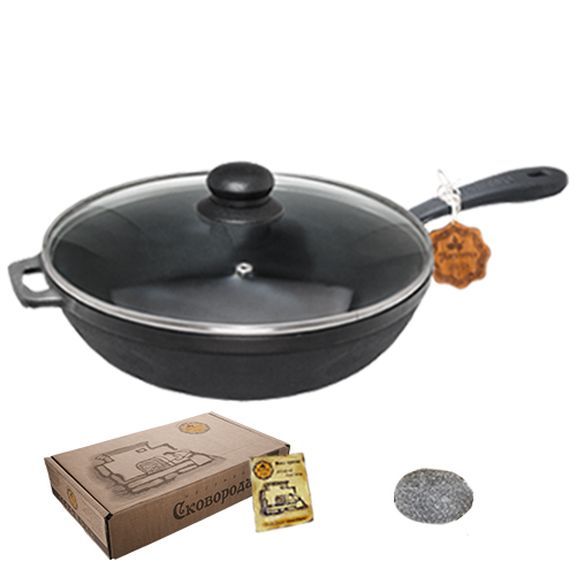 Сковорода чавунна 28x6 см зі скляною кришкою Т204С3 Maysternya