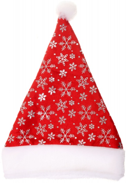 Шапка Діда Мороза 40х30 см з дзвоником в асортименті