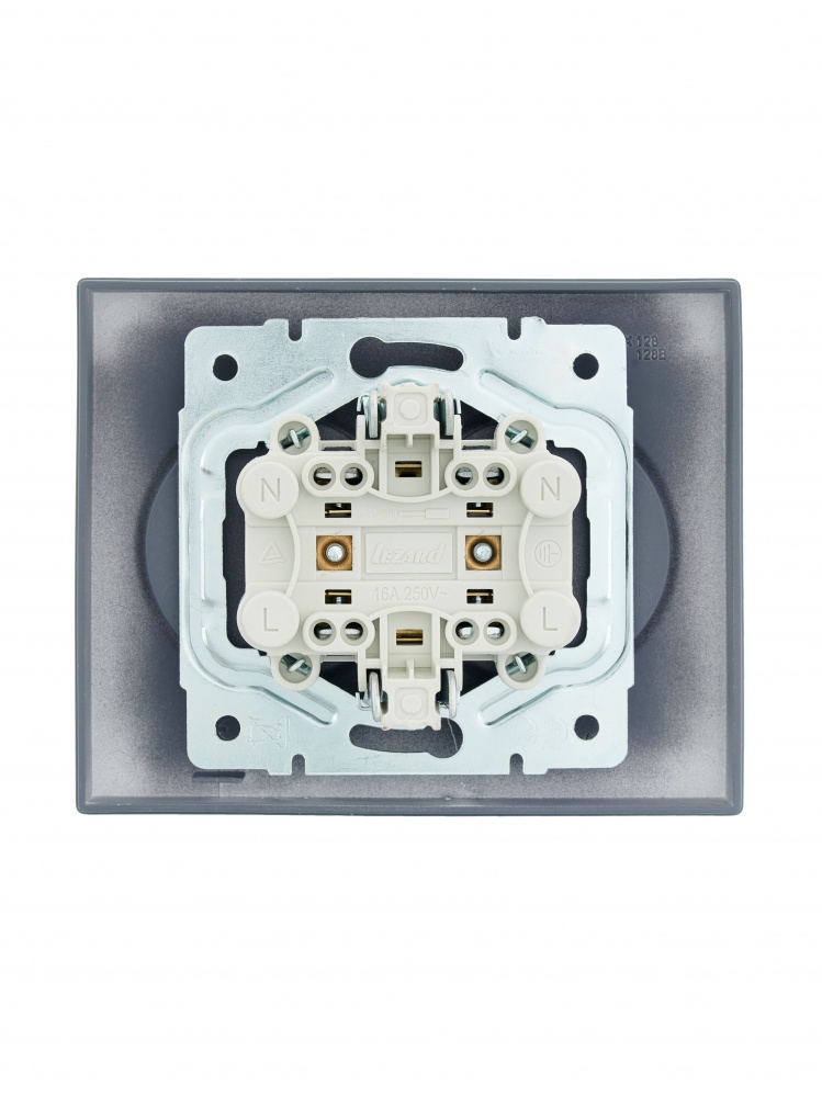 Розетка подвійна побутова без заземлення Lezard Vesna шефілд грей 742-3400-128B