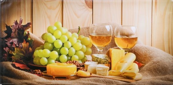 Репродукция Еда и напитки. Белое вино 96x48 см 