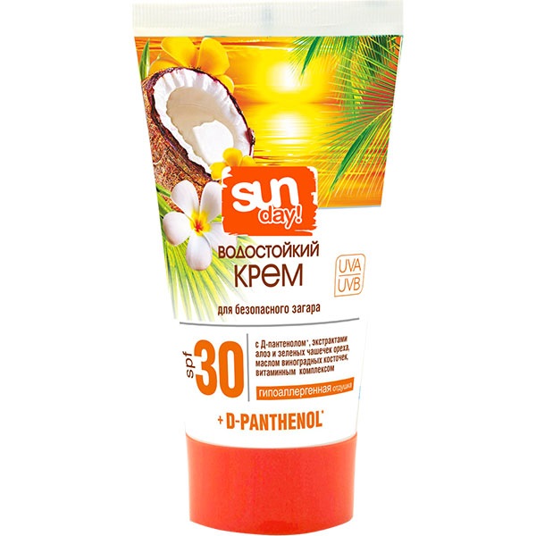Крем для засмаги SUN DAY водостійкий SPF 30 150 мл