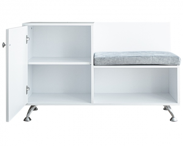 Тумба для обуви DC Бресоль с подушкой 350x1100x730 мм / белый 
