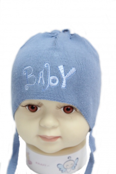 Шапочка дитяча для хлопчиків Kraft+ р.36-38 темно-блакитний 0740 