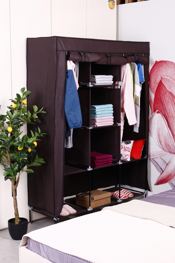 Тканевый шкаф LUNA HOME BROWNY с карманами 1720х1280х450 мм коричневый