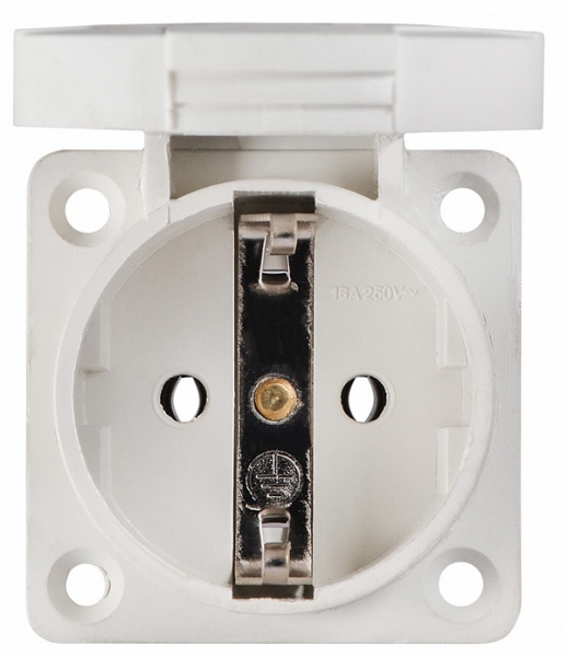 Розетка силовая врезная с заземлением АСКОУКРЕМ ГВ 16А/2 (220В) 2Р+РЕ (312) белый