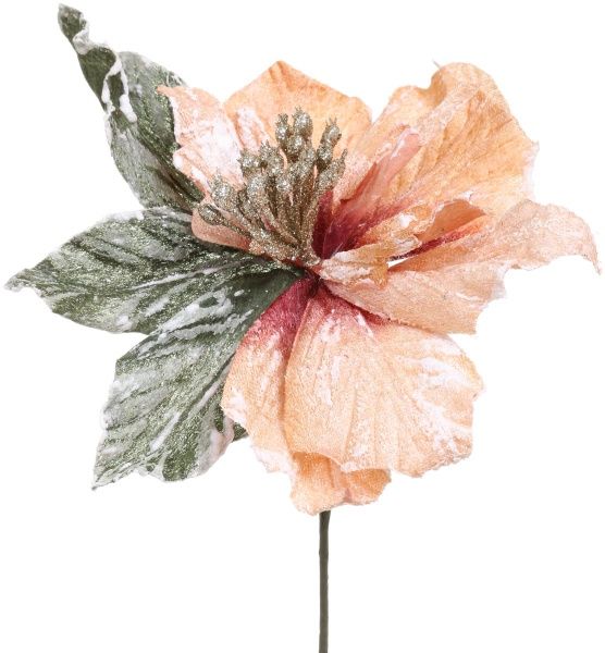 Декорація новорічна Пуансетія засніжена 20х30 см