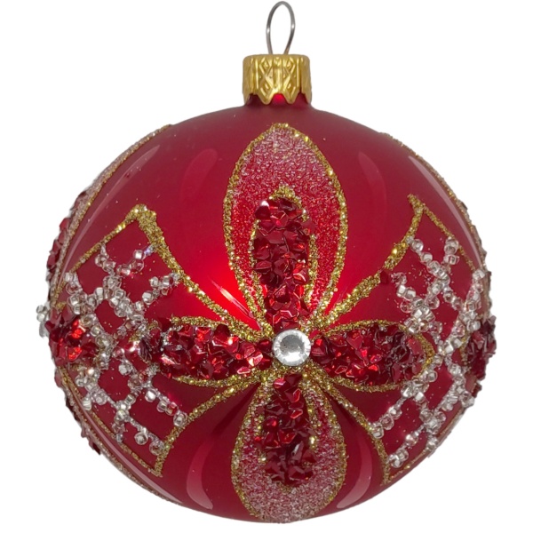 Куля новорічна 10142-3 80 мм червоний