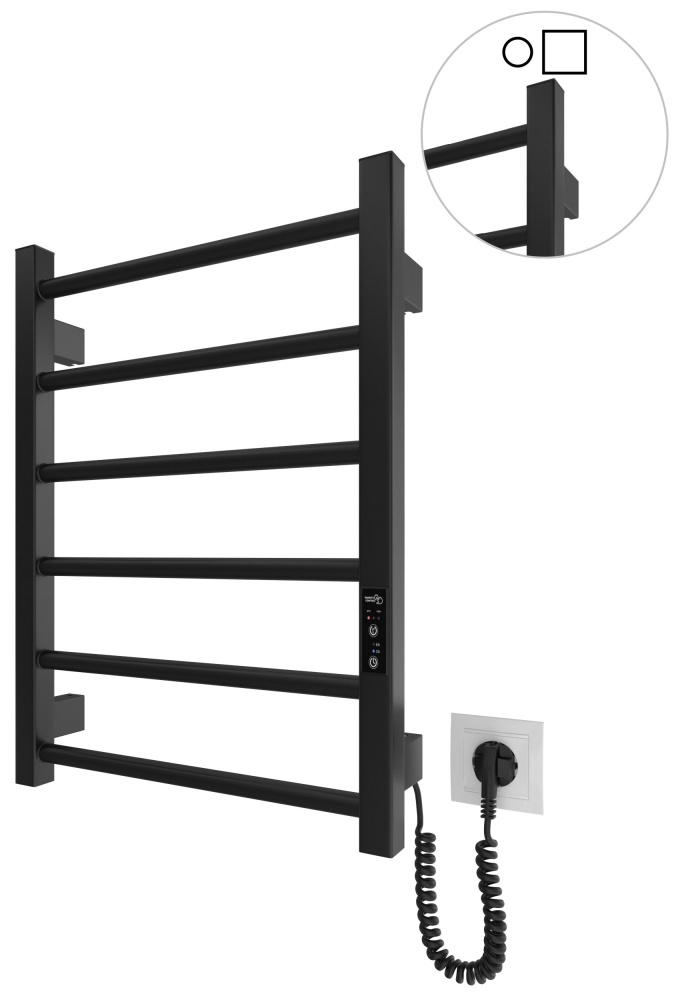 Рушникосушарка електрична HYGGE FAMILY Leeds 570x430 чорний мат