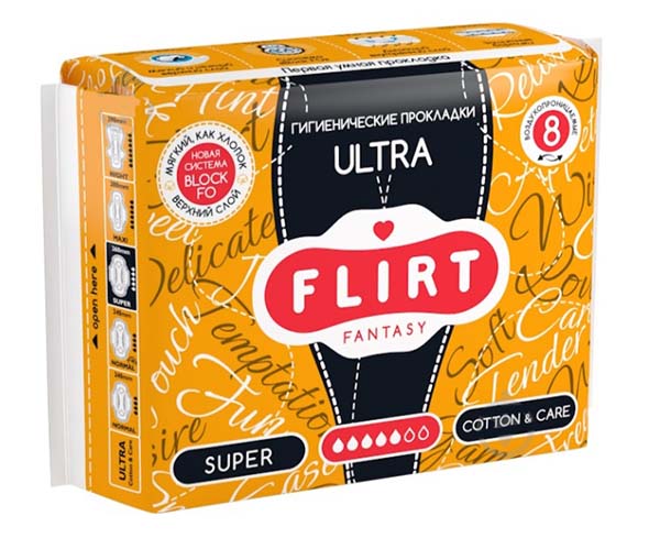 Прокладки гігієнічні fantasy FLIRT ultra cotton&care normal 8 шт.