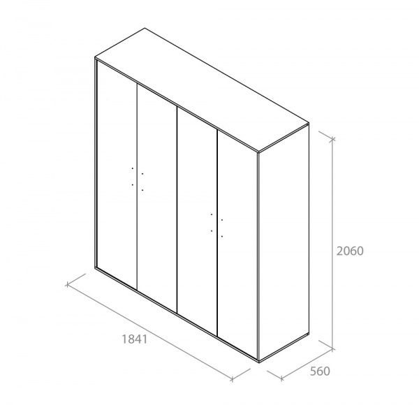 Шафа для одягу Aqua Rodos Hennessy 4 д білий / сірий 