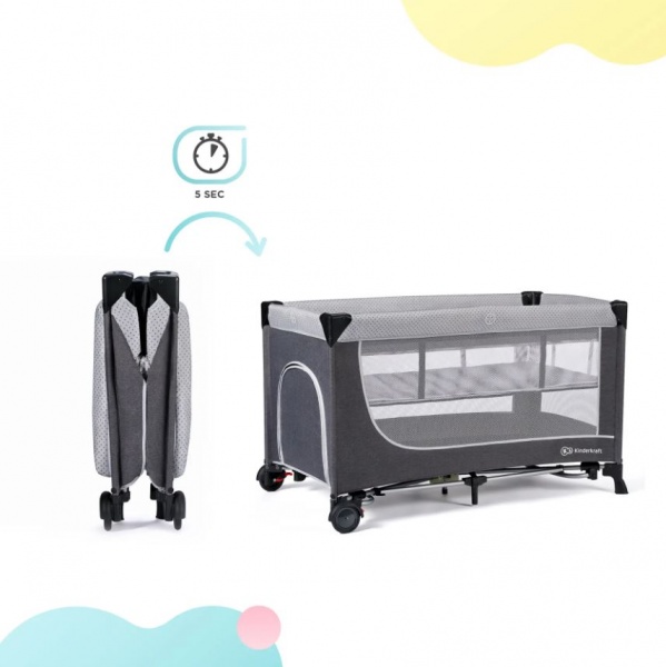 Манеж-ліжко Kinderkraft Leody Grey KCLEOD00GRY0000