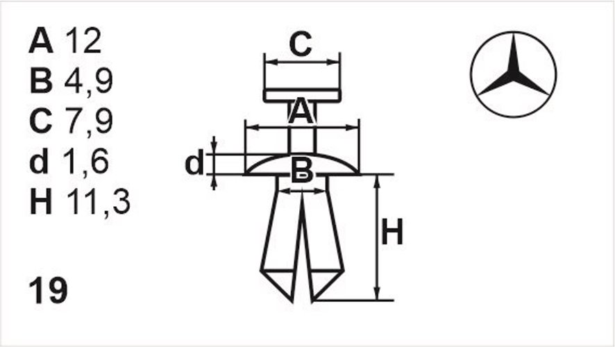 Клипса с резьбовым штырьком универсальная Romix (602901)