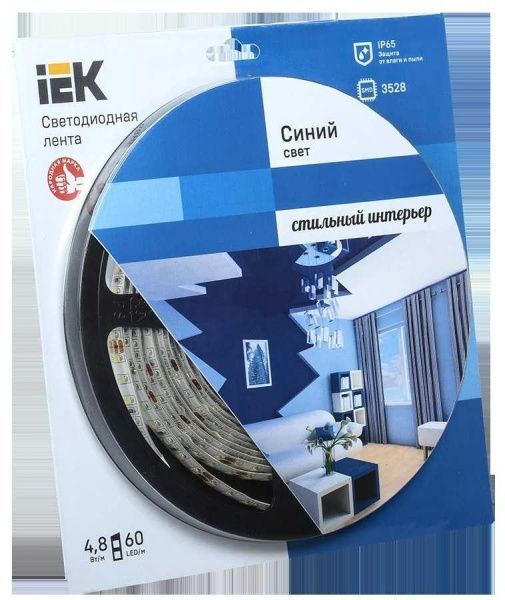 Стрічка світлодіодна IEK LSR-3528B60 4,8 Вт IP65 12 В синій 