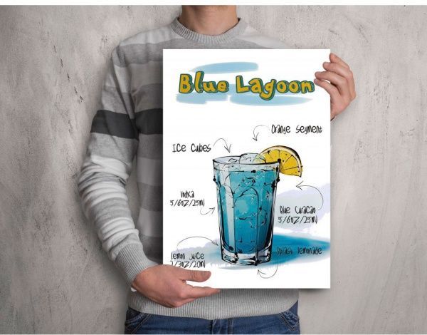 Постер Голубая лагуна белый 42x59.4 см