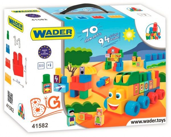 Конструктор строительный Wader большой 70 элементов в коробке 41582