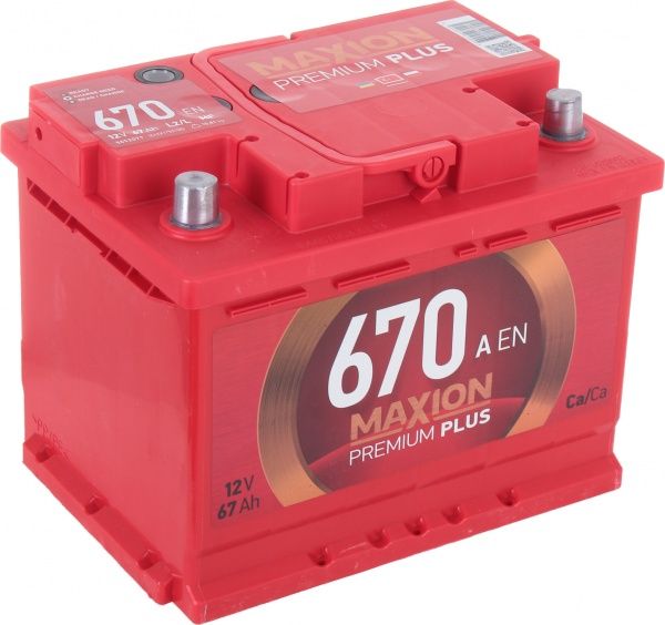 Аккумулятор автомобильный MAXION Premium+ 6СТ - 67 А2 670 L 67А 12 B «+» слева