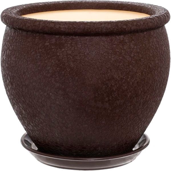 Горщик керамічний Оріана-Запоріжкераміка В'єтнам №2 шовк круглий 10,5л темний шоколад (011-2-100) 