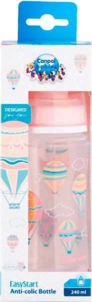 Бутылочка Canpol Babies для кормления с широким отверстием антиколикова PP - In the Clouds 240 мл. розовая