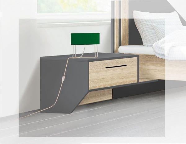 Тумба приліжкова МФ МОДЕРН Елемен Філа 400x600x400 мм дуб сонома антрацит 