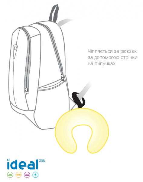 Подушка для подорожей Ideal 30х35х10 см жовта Sonex