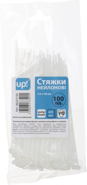 Стяжка кабельная UP! (Underprice) 3.5х100 мм 100 шт. белый 