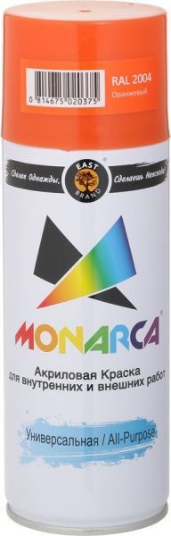 Краска MONARCA аэрозольная универсальная RAL 2004 оранжевый глянец 520 мл 270 г