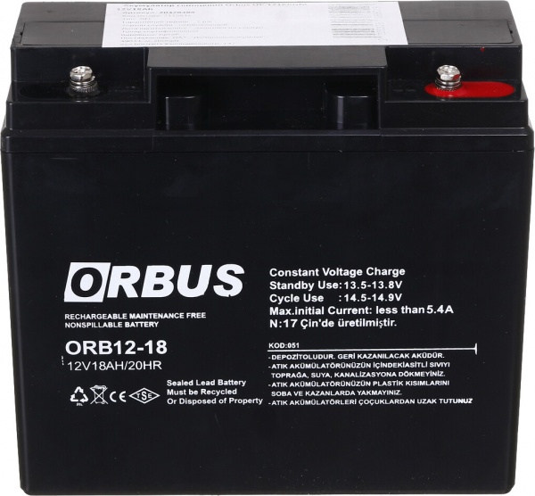 Аккумулятор свинцовый ORBUS OR1218 AGM 12V 18 Ah