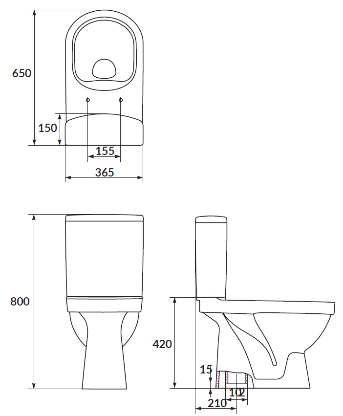 Унитаз-компакт Cersanit Mito ZIP 783 SIMPLEON 021 3/5 Л с дюропластовым сидениьем