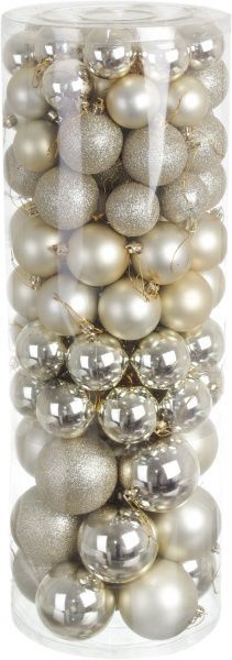 Набор елочных шаров пластикових шампань 5-6-8 см 109 шт./уп. 