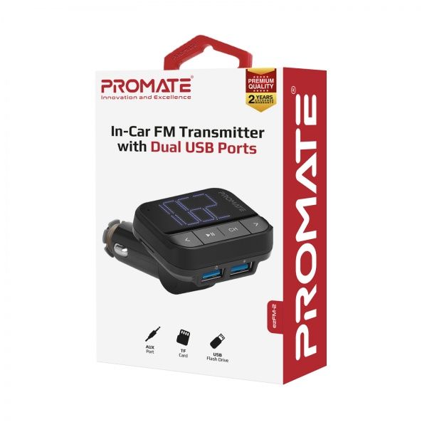 FM-трансмиттер Promate ezFM-2 AUX/SD/USB (ezfm-2.black)