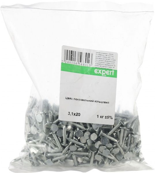Цвяхи покрівельні 3.1x20 мм 1 кг білий цинк