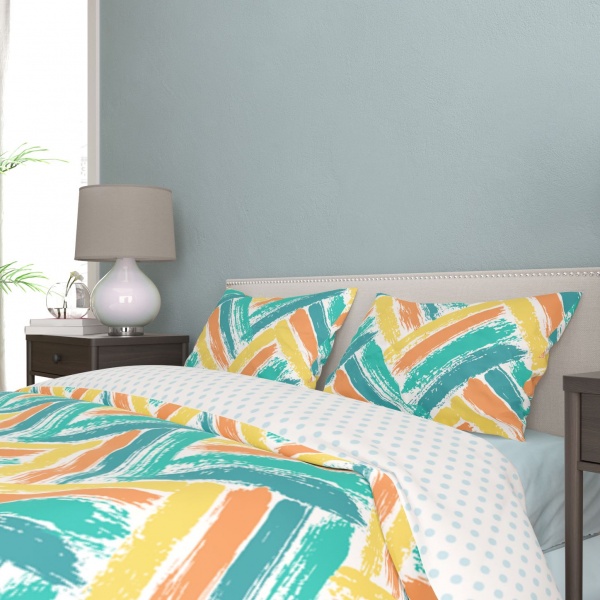 Комплект постільної білизни Палітра 1,5 бірюзовий із принтом Rigel 