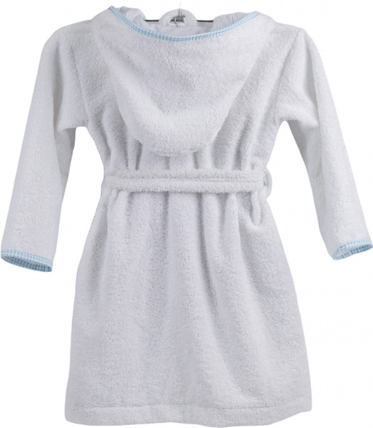 Халат детский для мальчика Bambinelli с капюшоном р.110 белый 