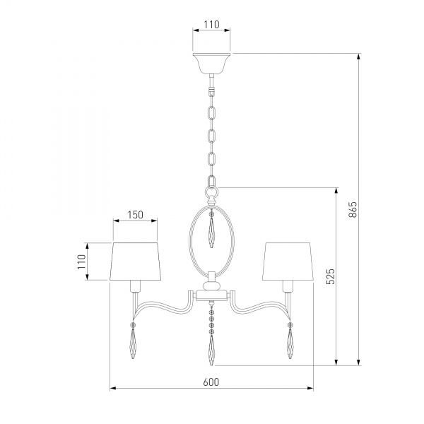 Люстра подвесная Strotskis Madera Wi-Fi 5x40 Вт E14 белый/хром 10127/5 (хром) 