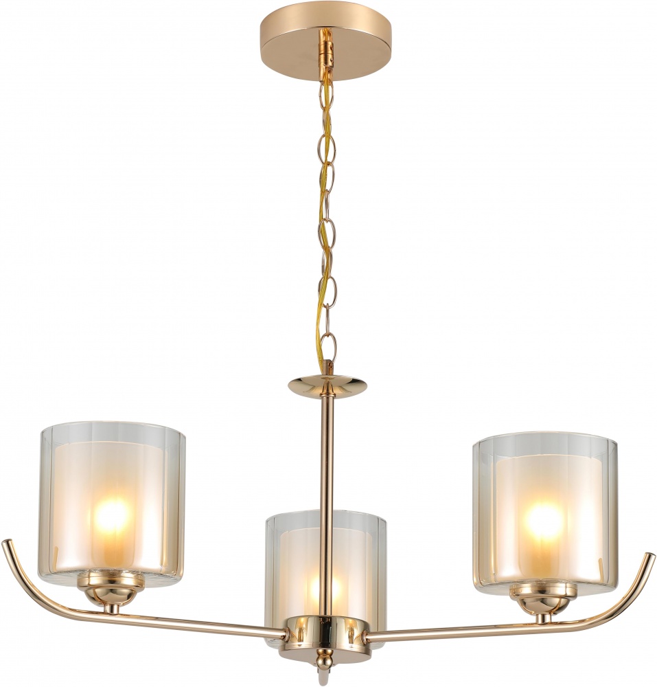 Люстра подвесная Sensio Australis 3x40 Вт E27 золото/амбер ALG-07490/3