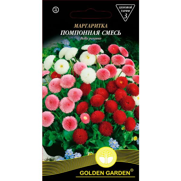 Семена Golden Garden маргаритка Помпонная смесь 0,1 г