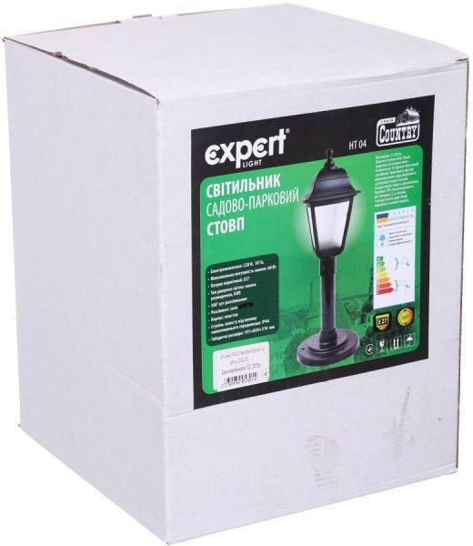 Світильник садовий Expert КАНТРІ НТ 04 прозоре скло E27 60 Вт IP44 чорний 